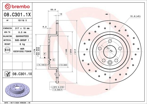 Brembo Bremsscheibe 08.C301.1X FüR Land Rover-image