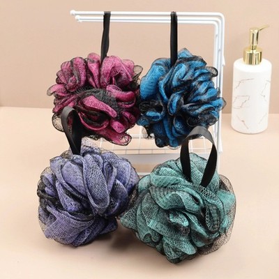 Luffa Duschschwamm 4er Pack Soft Mesh Peeling mit Aufhängeband Griff 75g