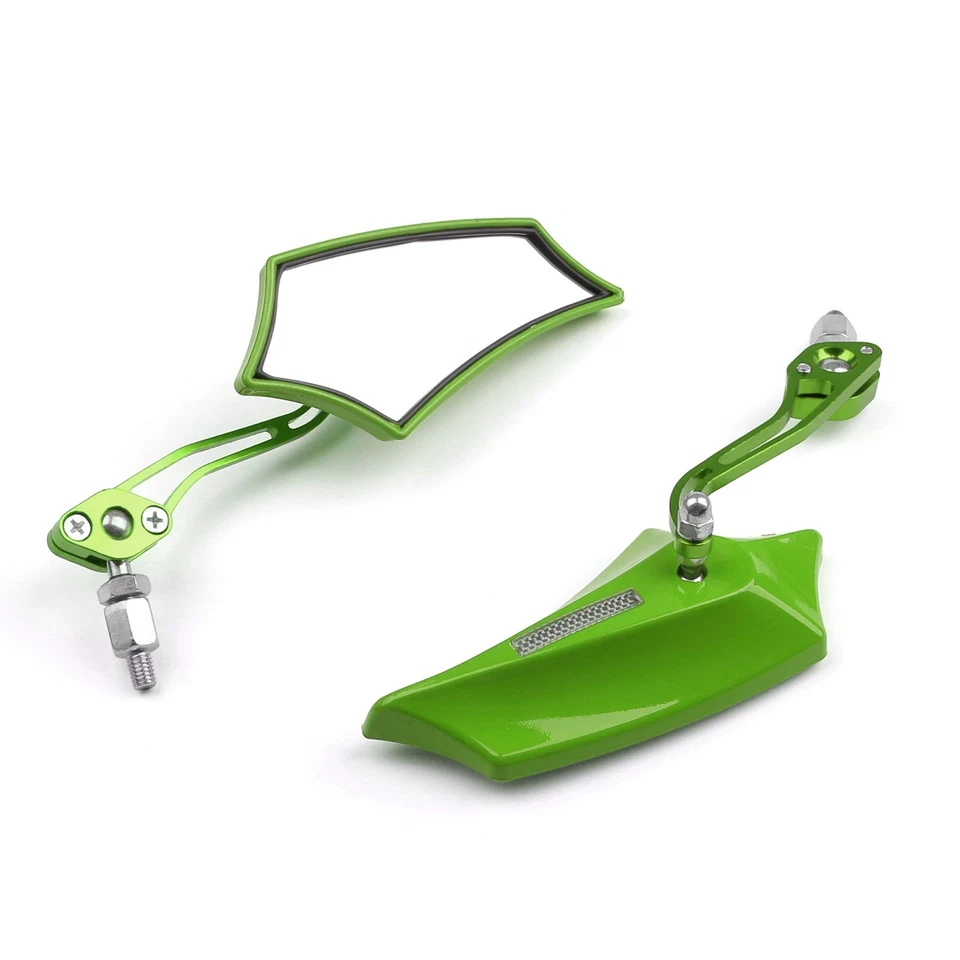 Motocycle Chopper Cruiser Street Dirt Bike Rear View Mirrors 8mm 10mm Green #3 - Изображение 2 из 4