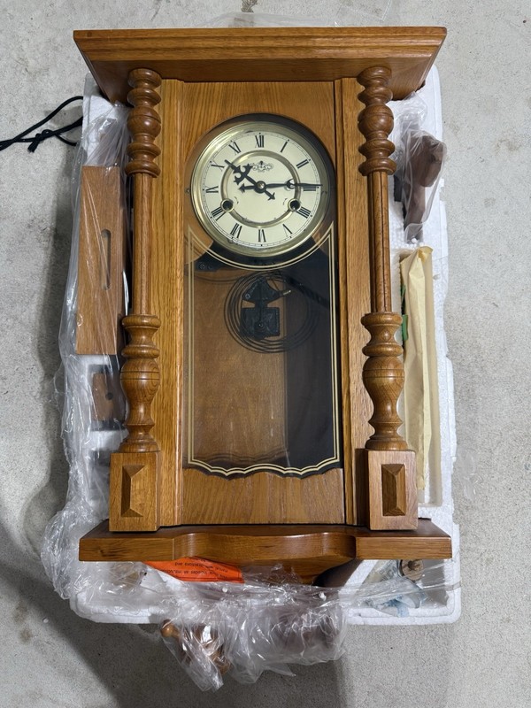 Regulator Wall Clock W/ Horse Western Walnut Wood R & A Pendulum Chimes