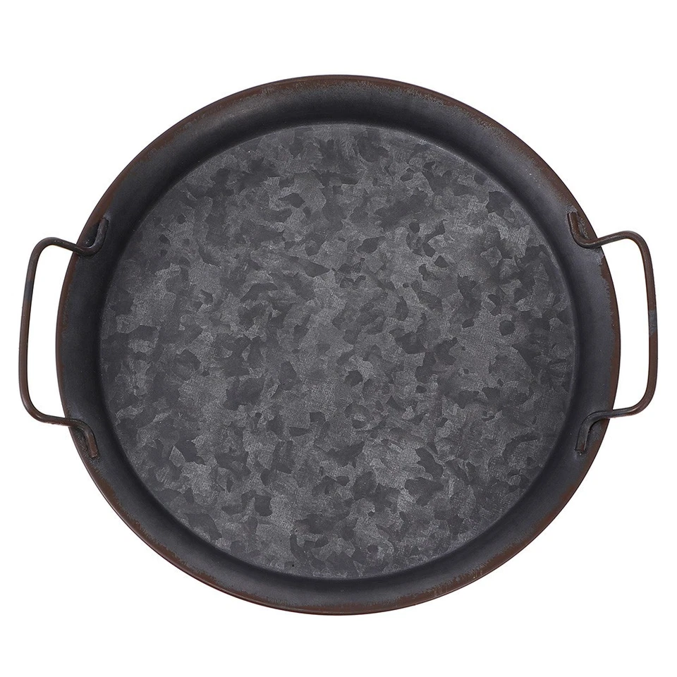  Black Wrought Iron Tray Industrial Style Metal Ornament Home Storage Bread