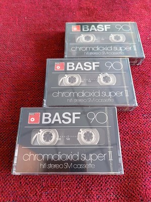 3x BASF Chromdioxid Super II 90 Audio Kassetten Tapes HiFi Stereo SM, OVP & NEU!