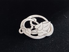 Vintage Sterling Silver Hallmarked 1990 Art Nouveau Style Brooch Jewellery