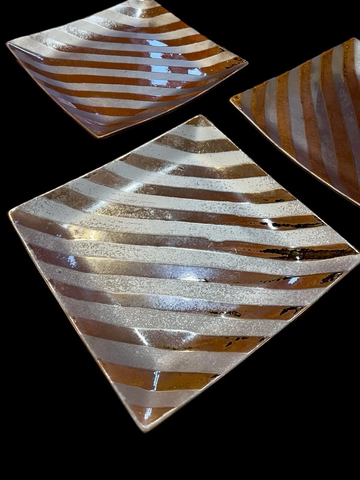 Set Of 3 Bombay Square Rustic Decorative Centerpiece Platters Plates 11” Candle - Image 3 of 4