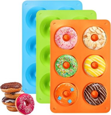 Donuts Backform 3 Stück 6 Hohlraum Donut Backform Antihaft Donut Form Silikon 