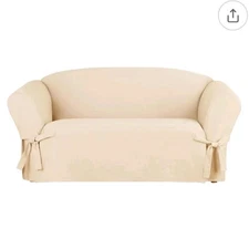 SureFit Duck 1 Piece Loveseat Slipcover Natural