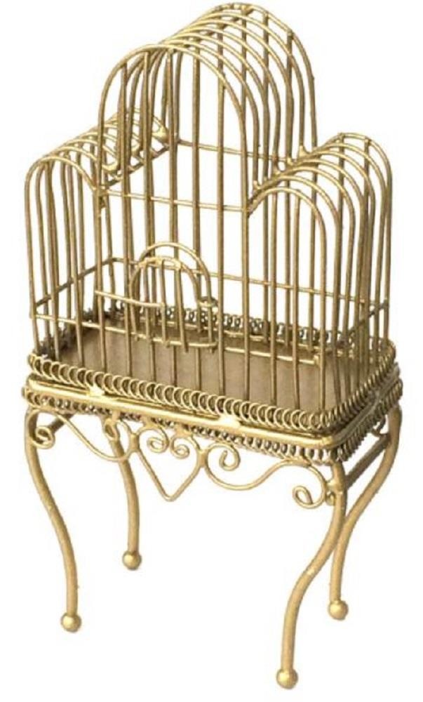 Dolls House Victorian Gold Wire Wrought Iron Bird Cage Miniature Pet Accessory
