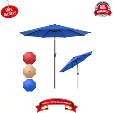 Gianna 9FT Outdoor Patio Umbrella Push Button Tilt Crank UV Waterproof, Blue
