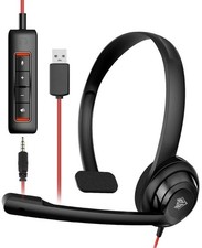 USB Headset Microphone for PC, On-Ear Computer Laptop Headphones