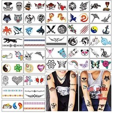 36 Sheets Temporary Tattoos for Kids Boys Girls Adults Great Party Black