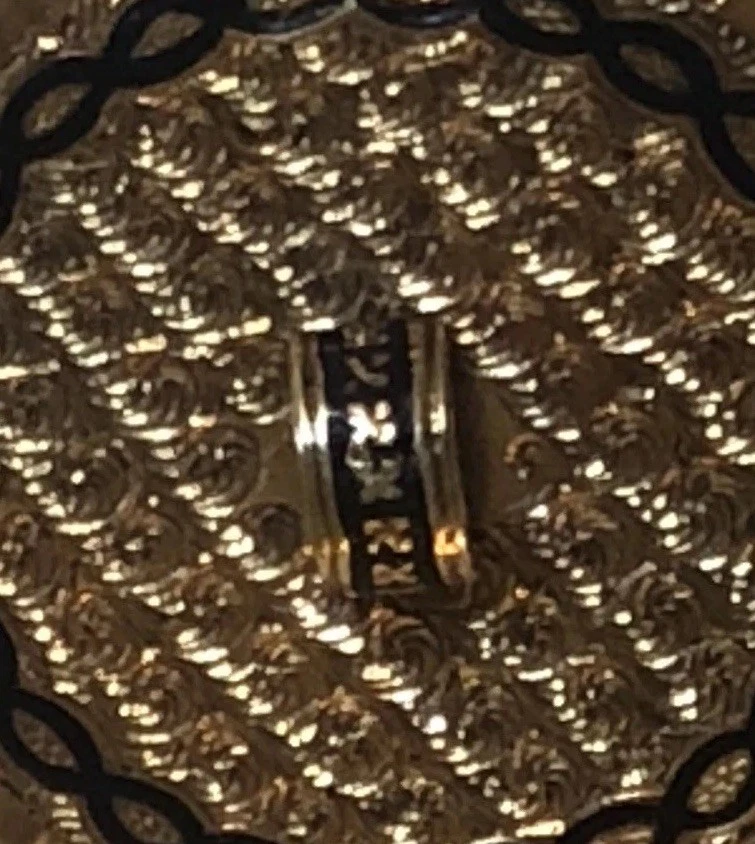 Antique Victorian 14k Gold Black Enamel Button Brooch Pin / Pendant / Watch Pin - Image 3 of 4