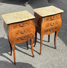 Pair of Louis XV style marble top bedside drawers