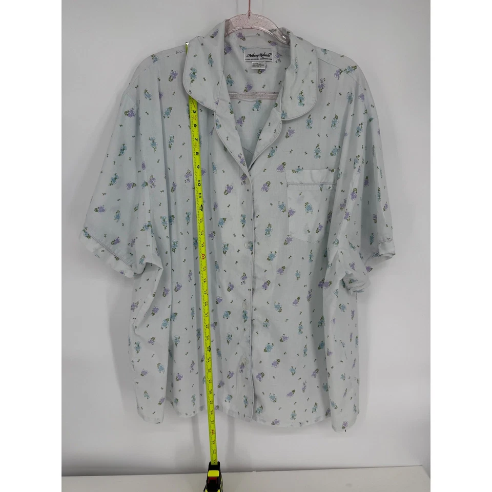 Camisa para dormir Anthony Richards para mujer talla 4X blanca floral manga corta Foto 2 de 4