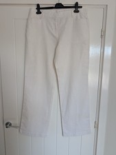 Bonprix White Linen Cotton Blend Wide Leg Trousers Plus Size UK 18 Smart Casual