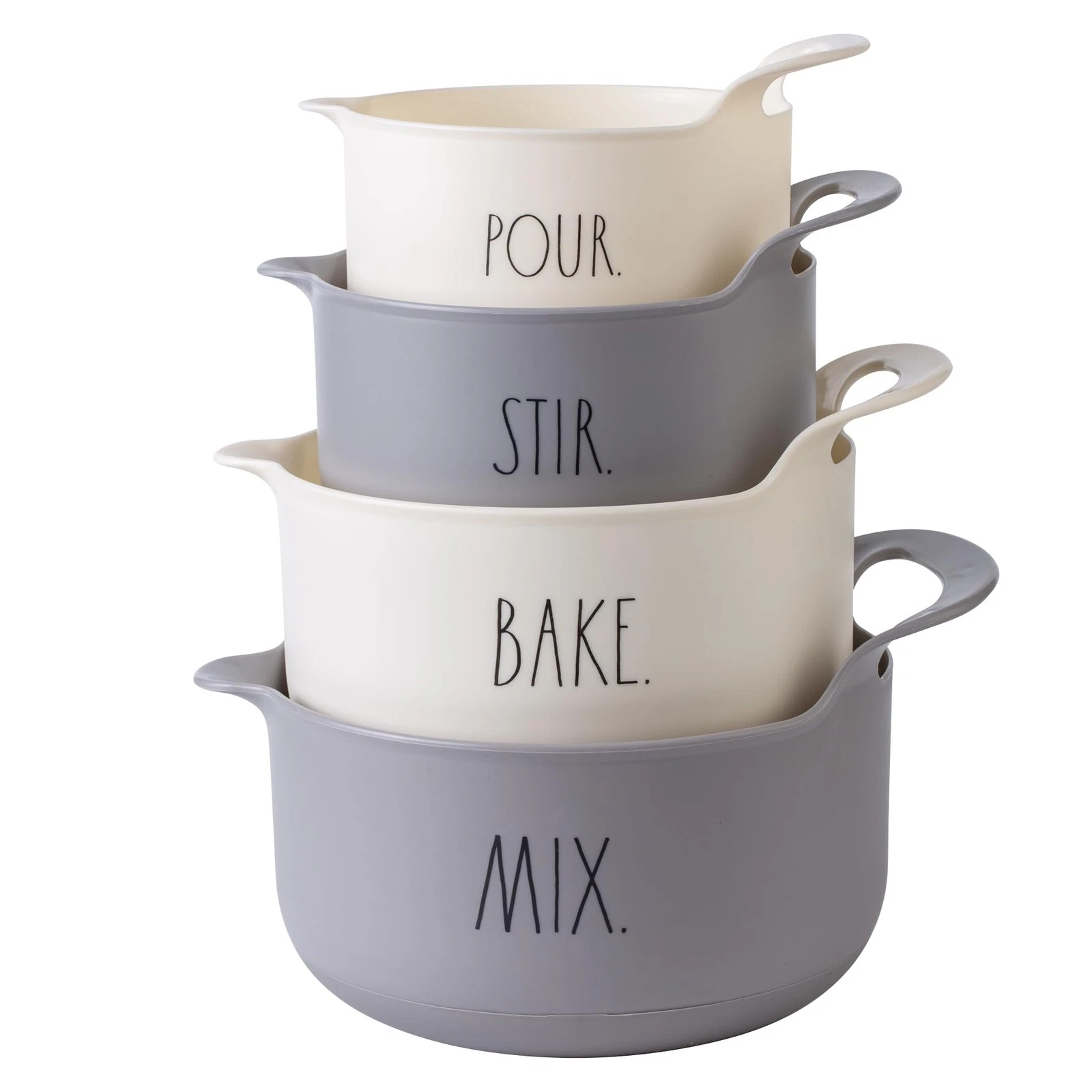 Non-Slip Mixing Bowls - 4 Piece Nesting Plastic Mixing Bowl Set with Pour Spo...