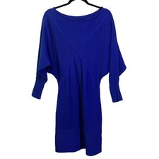 TAHARI Dress Cobalt Blue Dolman Sleeve Bodycon Sweater - Medium