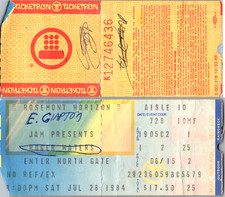 1984 ROGER WATERS W/ ERIC CLAPTON CONCERT TICKET STUB, ROSEMONT HORIZON