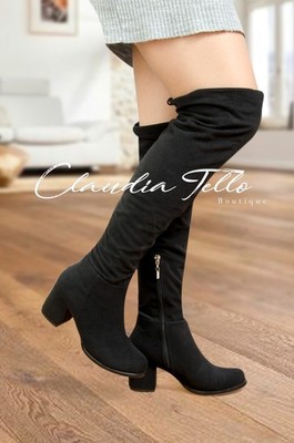 Barbara Black Microfiber Boots | Handmade Colombian | Claudia Tello Boutique
