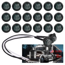 Pack of 20 3/4 Inch Smoked Lens White LED DC 12V Round Side Smoked/White