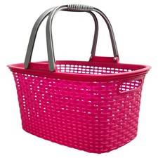 Rival Einkaufskorb Tragetasche Einkaufstasche Rattan 18 Liter mit Henkel ROSA