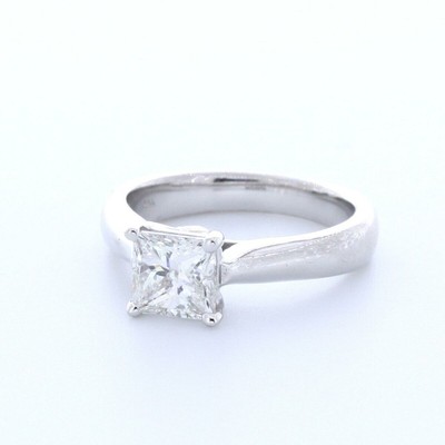 1.7 CT Certified Natural Diamond F/SI1 Princess Cut 14K Gold Classic Accent Ring