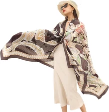 DANA XU Women'S 100% Mulberry Silk Pashmina Shawl and Wraps Extra Large Floral S