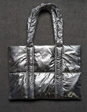 Bath and Body Works Tote 2024 Silver Puffy Tote Bag Black Friday NEW 19x14