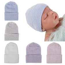 Newborn Hospital Hat Infant Baby Hat Caps 5 Pack Double Layer Hats/0-6 Months