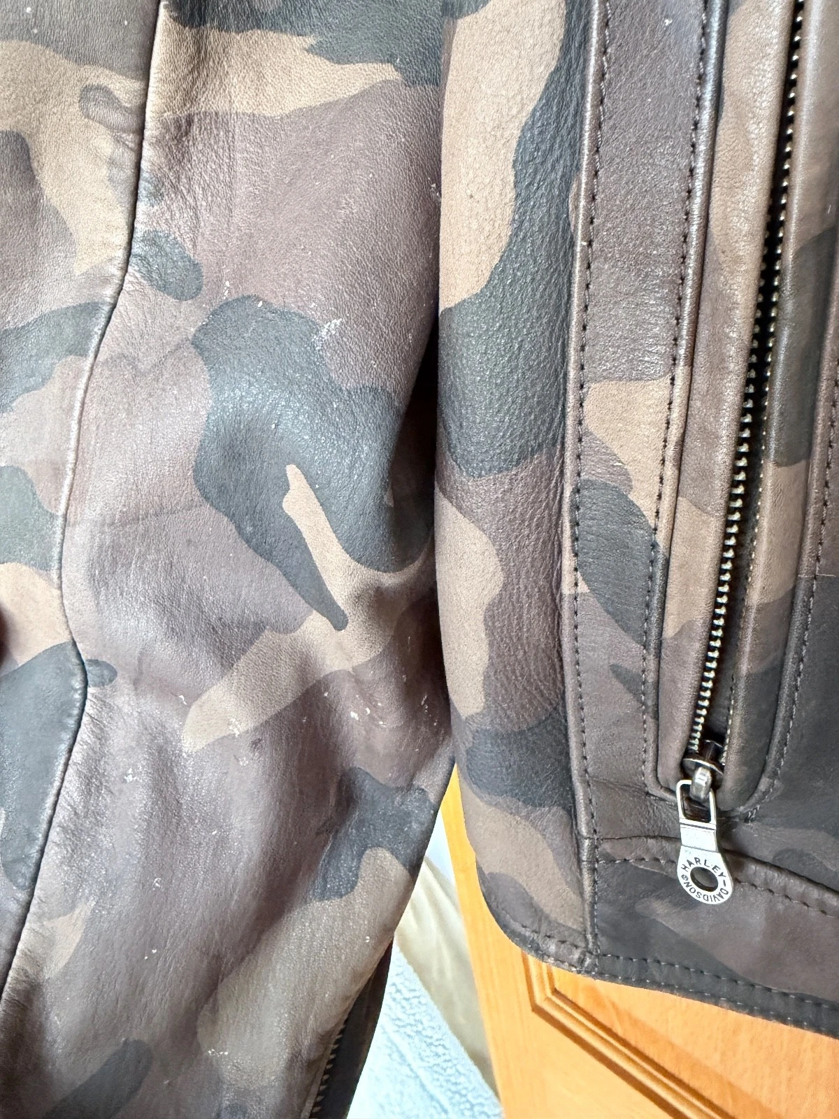 Harley Davidson Camo Leather Jacket Mens Large Nightfall HD-236 - product detail image 15
