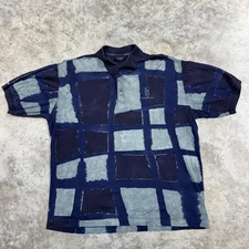 Como Sport Polo Shirt Mens Medium Blue Abstract TPC Jasna Polana Golf Graphic