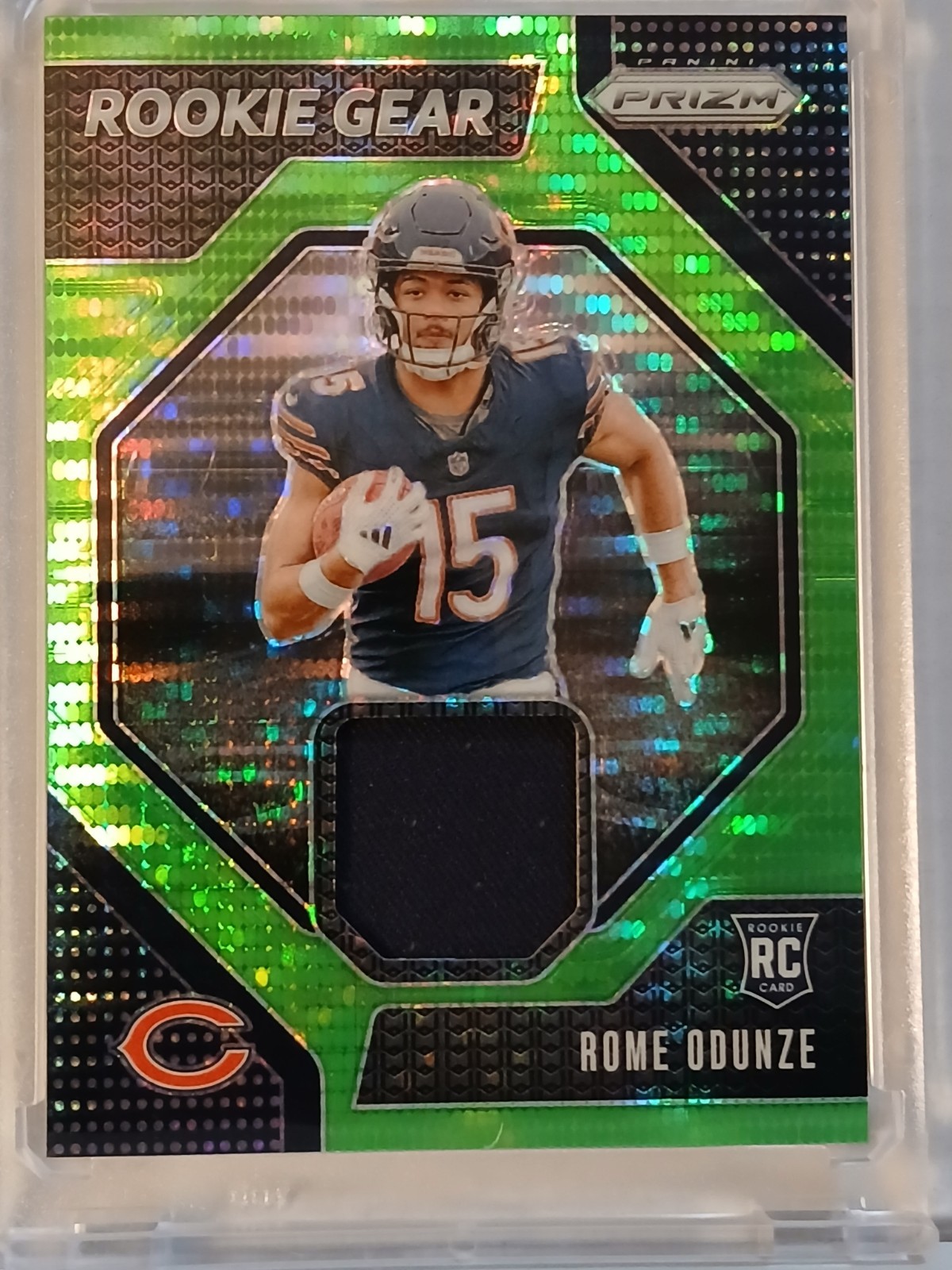 2024 Panini Prizm - Rookie Gear Rome Odunze #RG-ROE Neon Green Pulsar Prizm 