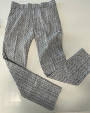 MR TURK White Navy Graphic Viscose Blend Flat Front Casual Pants. Size 28