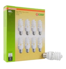 Sylvania CFL T2 Twist Light Bulbs 8 Pack, Medium Base, 2700K, Soft White, 13W