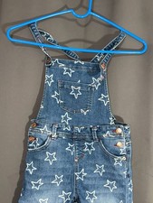 Cat & Jack Girls Size Small (6/6) Denim Star Print Overalls Adjustable Straps