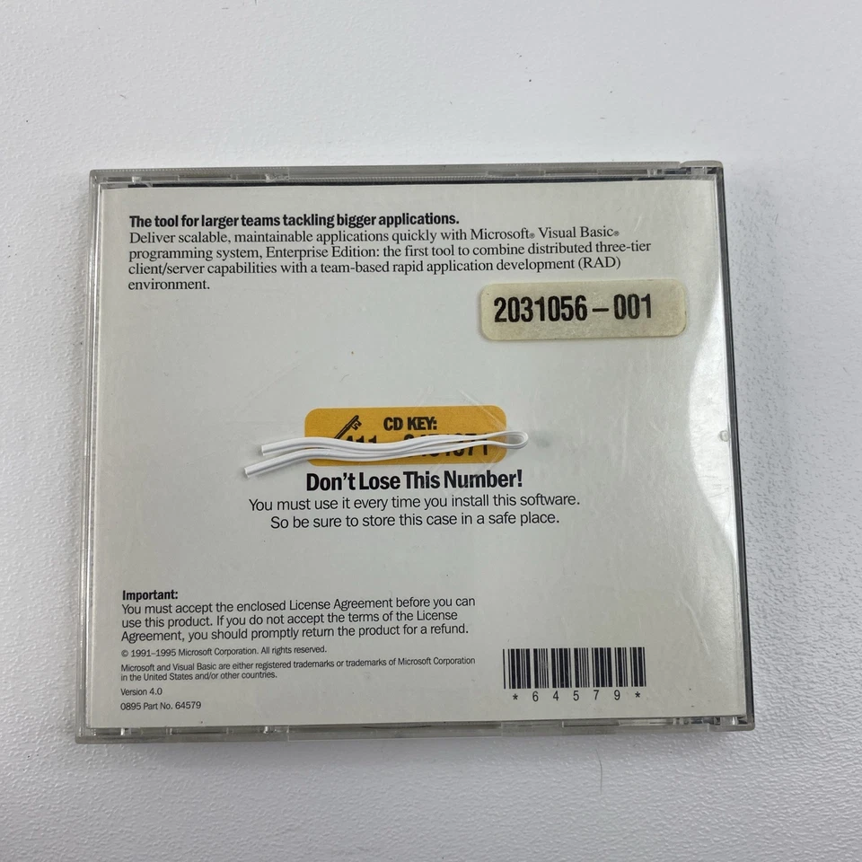 Microsoft Visual Basic Enterprise Edition 4.0 With Key Windows 95 - Image 2 of 4