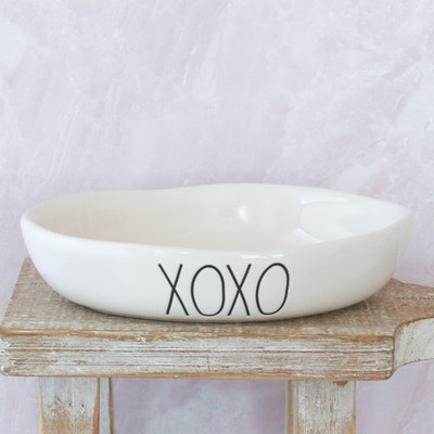 Rae Dunn Valentines Day XOXO Oval Shaped Ceramic Candy Dish Plate by Magneta NEW