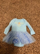 Disney Baby Cinderella Dress 12 Months Light Blue Tulle Skirt Bodysuit Princess