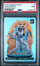 Sam LaPorta Downtown! PSA 9 SSP Case Hit 2024 Optic Downtown Detroit Lions