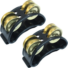 2 Pack Foot Tambourine Percussion, Gold Foot Shaker Instrument with Metal Jingle