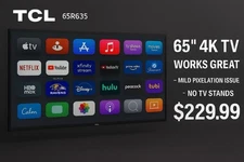 TCL 65 Inch 4K UHD HDR QLED Roku Smart TV - NO TV STANDS - MILD PIXELATION ISSUE