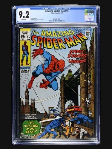Amazing Spider-Man #95 Marvel 1971 CGC 9.2 WP / John Romita / Spidey In London