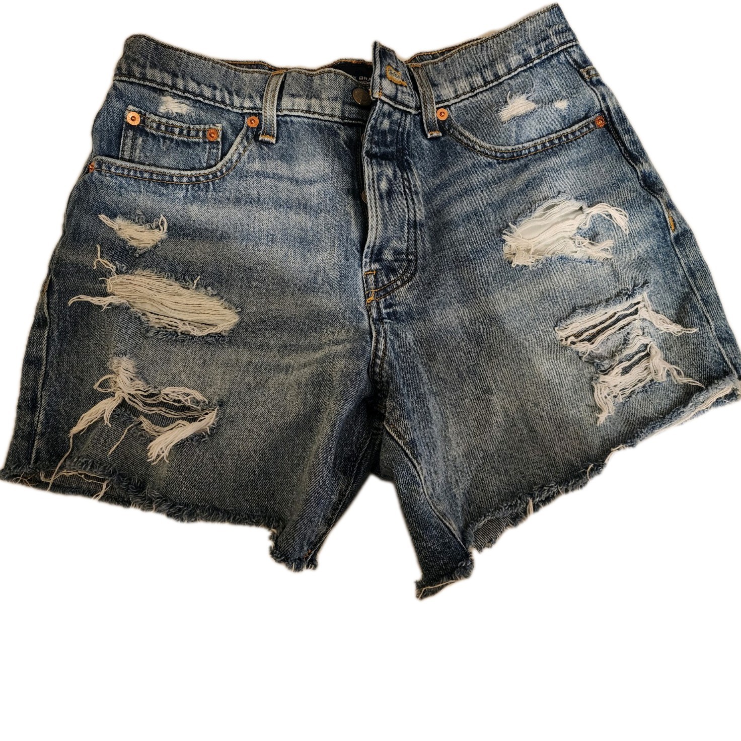 Lucky Brand Women's Jean Shorts, Size 6, Blue Denim, Mid-Rise, Distressed