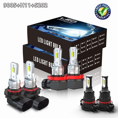 6pcs 6500K LED Headlight + Fog Light Bulbs Combo For Chevrolet Sonic 2017-2020