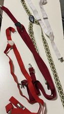Lot of Kids Suspenders   Red, Burgundy, White  Patterned   Adjustable Clip Styl