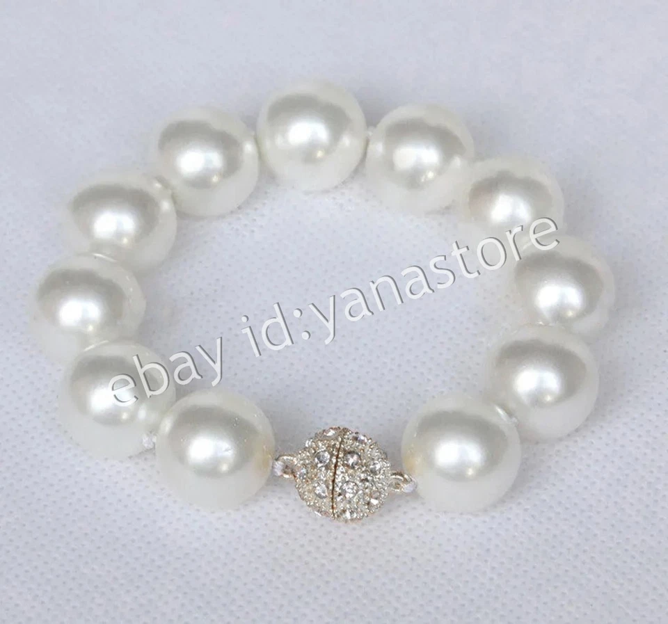 12 Farben Mehrfarbig Südsee Muschel Perle Rund Perlen Armband Magnetverschluss - Bild 2 von 4