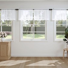 Valance for Windows, 4 Panels Set, Light 42"W x 14"L Pack of 4 White