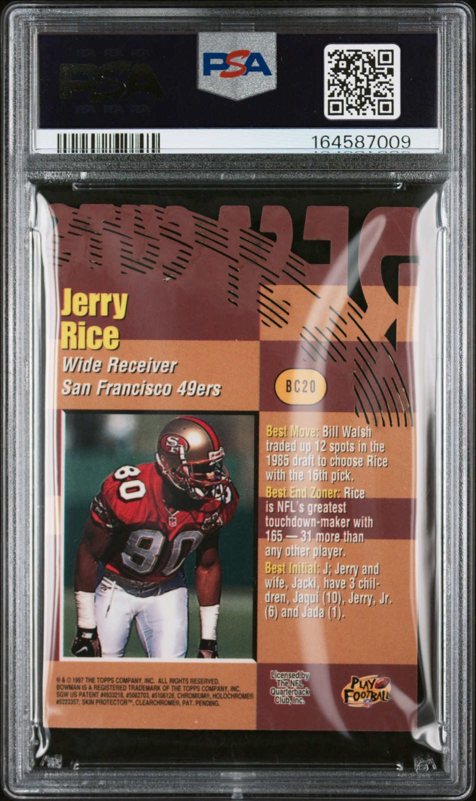 1997 BOWMAN'S BEST BEST CUT #BC20 JERRY RICE PSA 8 view 2