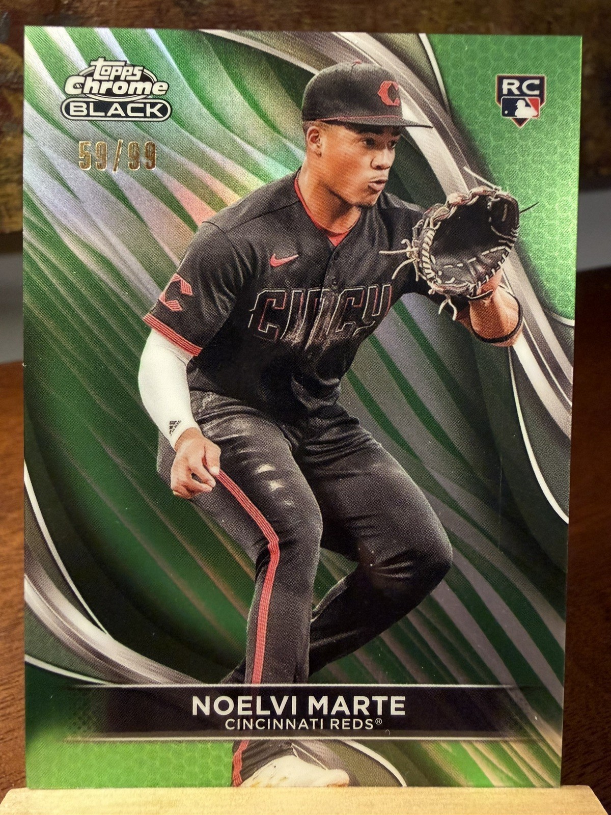 2024 Topps Chrome Black  NOELVI MARTE  RC  Green Wave Refractor /99  #94