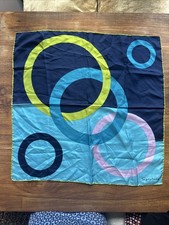 Vintage Scarf Silk Italy Symphony 26  SQUARE Blue Pink Green Circles