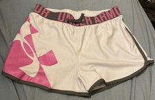 Under Armour Shorts Loose Fit Girls Youth Gray W Purple Gym Workout Running W26